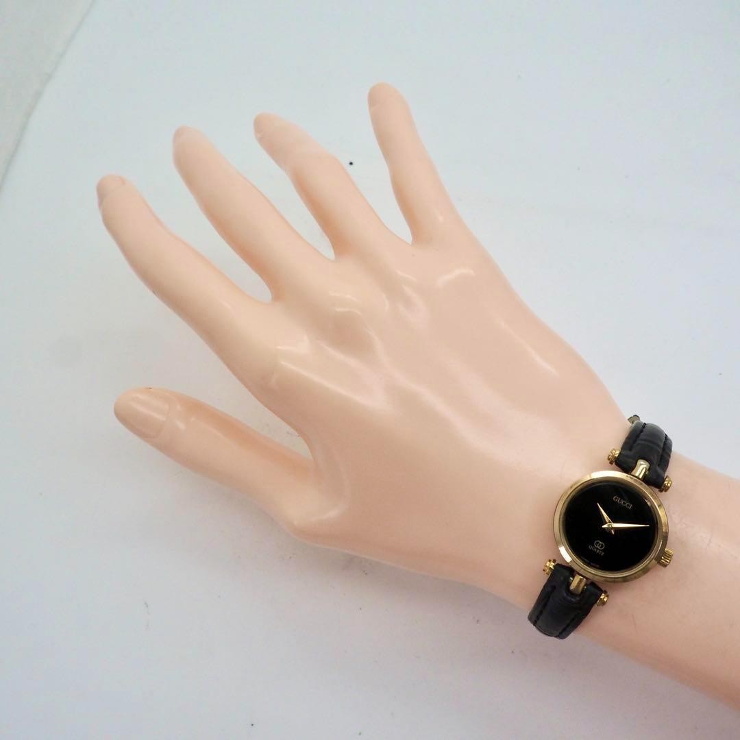 GUCCI Quartz Watch Wristwatch Gold Black Women's Authentic