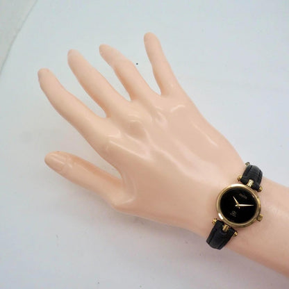 GUCCI Quartz Watch Wristwatch Gold Black Women's Authentic