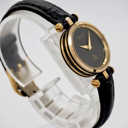 GUCCI Quartz Watch Wristwatch Gold Black Women's Authentic