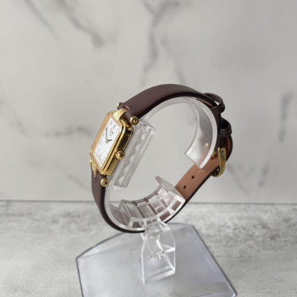 Christian Dior Quartz Watch Wristwatch Logo Gold White Women's Authentic