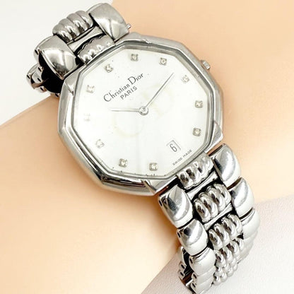Christian Dior Quartz Watch Wristwatch Logo Silver Women's Authentic