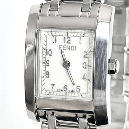 FENDI 7000L Quartz Watch Wristwatch Logo White Silver Women's Authentic