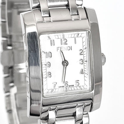 FENDI 7000L Quartz Watch Wristwatch Logo White Silver Women's Authentic