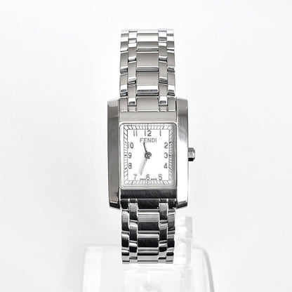 FENDI 7000L Quartz Watch Wristwatch Logo White Silver Women's Authentic