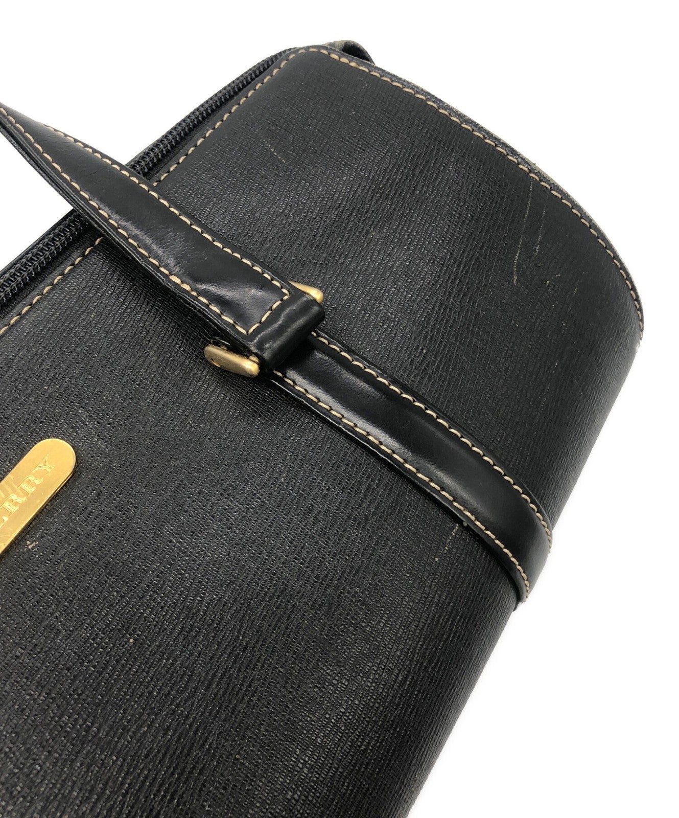 BURBERRY Hand Bag Tote Purse Nova Check Black Authentic