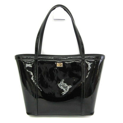Dolce & Gabbana Hand Bag Tote Purse Leopard Patent Leather Black Authentic