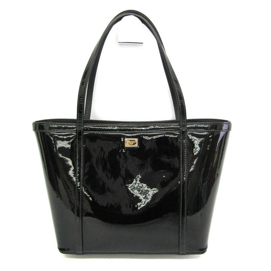 Dolce & Gabbana Hand Bag Tote Purse Leopard Patent Leather Black Authentic