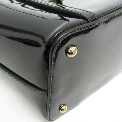 Dolce & Gabbana Hand Bag Tote Purse Leopard Patent Leather Black Authentic