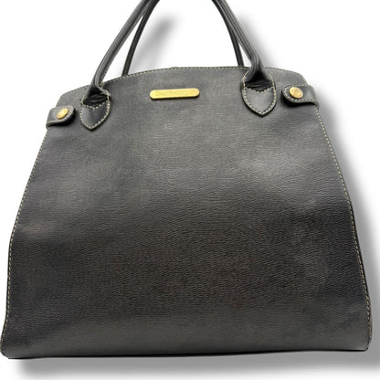 BURBERRYS Hand Bag Tote Purse Nova Check Leather Black Authentic