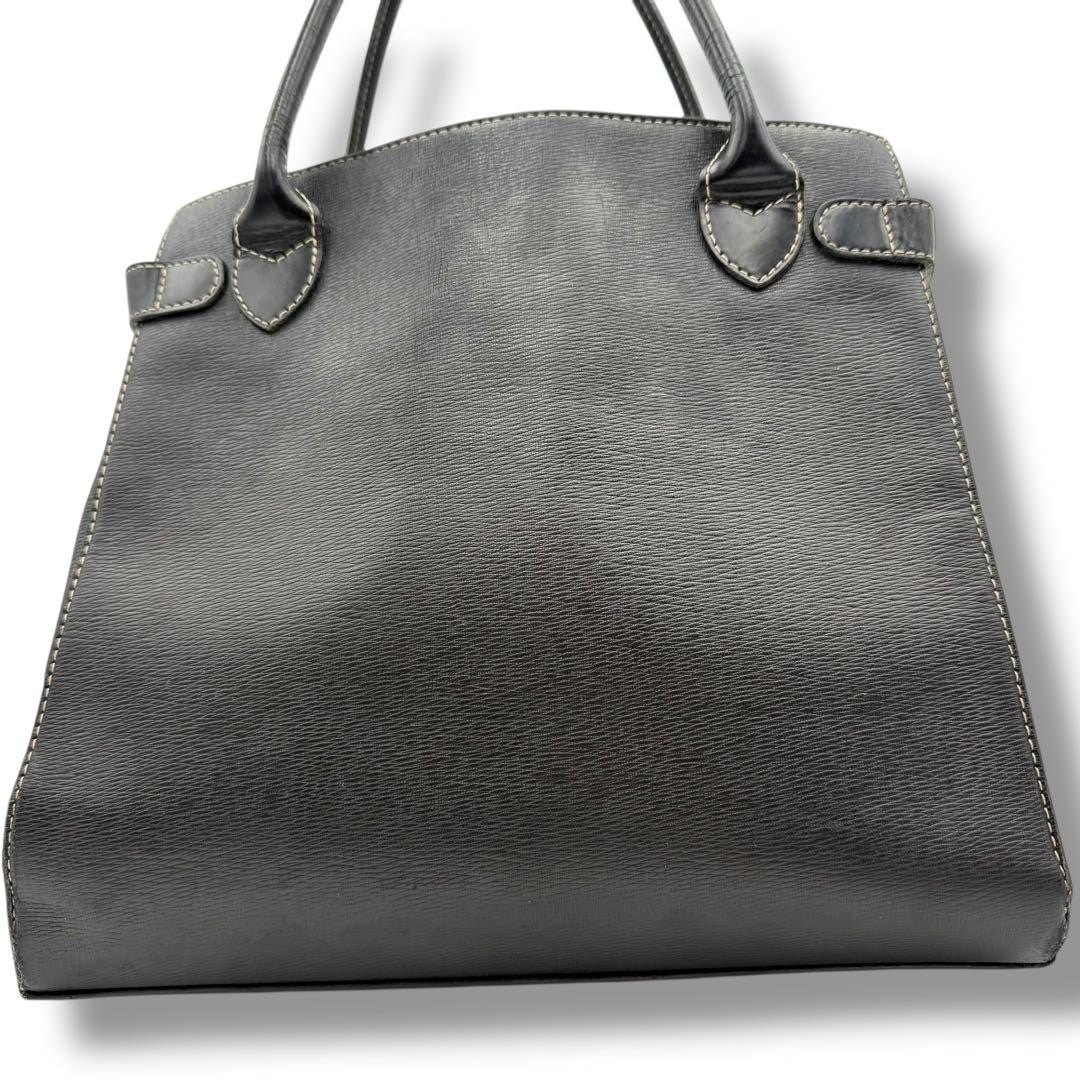 BURBERRYS Hand Bag Tote Purse Nova Check Leather Black Authentic