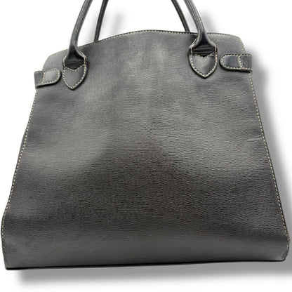 BURBERRYS Hand Bag Tote Purse Nova Check Leather Black Authentic
