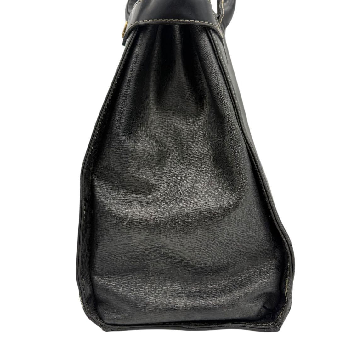 BURBERRYS Hand Bag Tote Purse Nova Check Leather Black Authentic