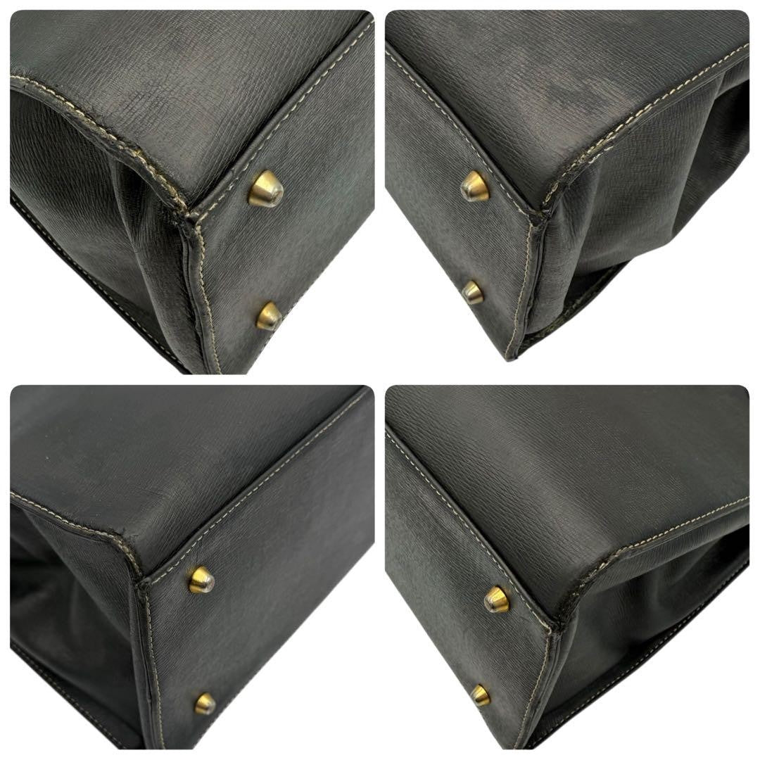 BURBERRYS Hand Bag Tote Purse Nova Check Leather Black Authentic