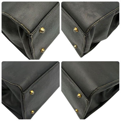 BURBERRYS Hand Bag Tote Purse Nova Check Leather Black Authentic