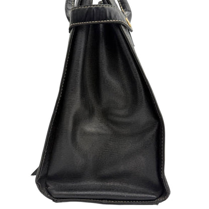 BURBERRYS Hand Bag Tote Purse Nova Check Leather Black Authentic