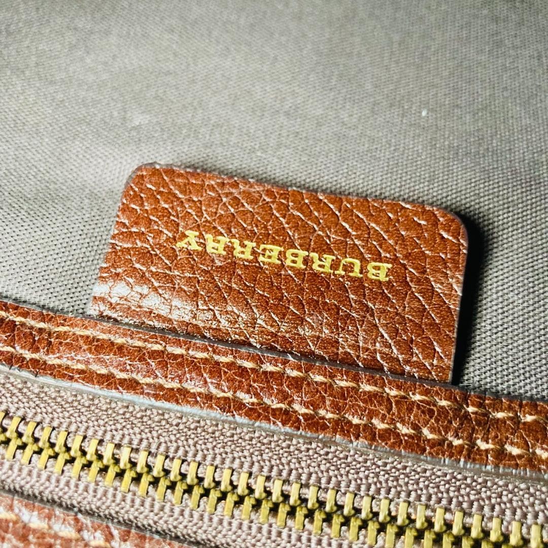 BURBERRY Shoulder Bag Purse Nova Check Leather Authentic