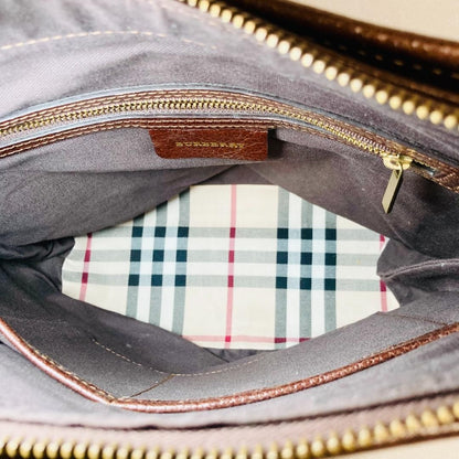 BURBERRY Shoulder Bag Purse Nova Check Leather Authentic