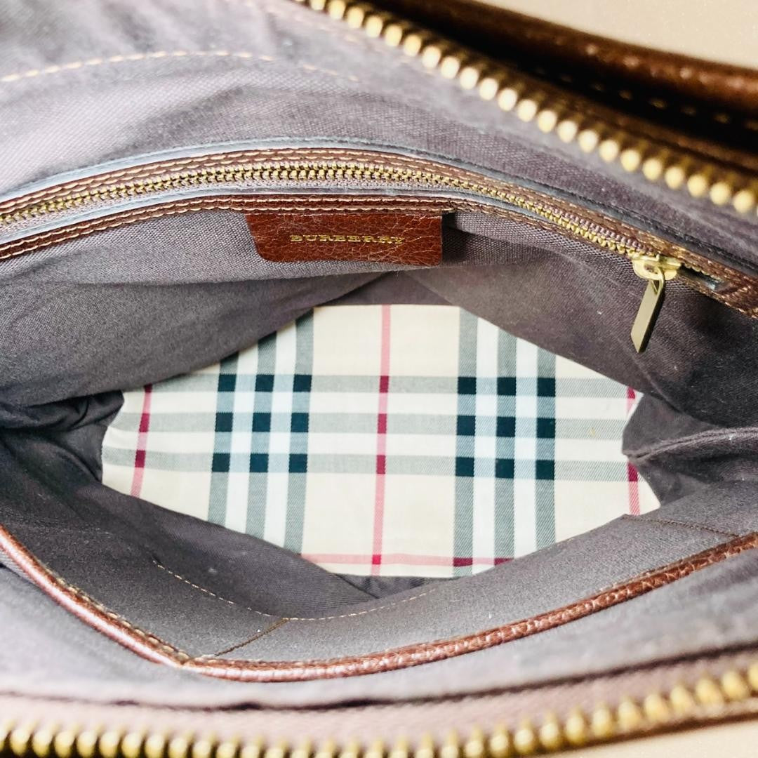 BURBERRY Shoulder Bag Purse Nova Check Leather Authentic