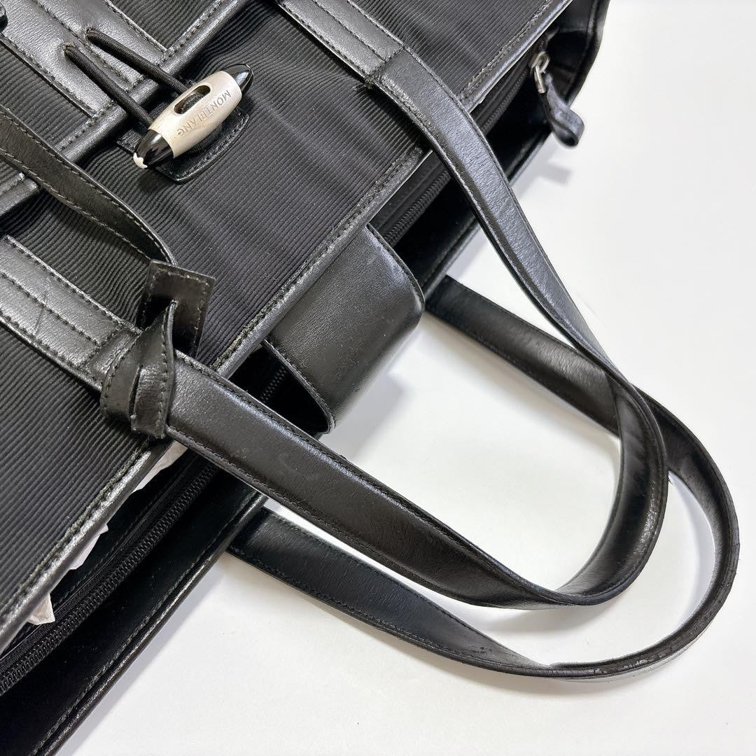 Montblanc Business Bag Briefcase Nylon Leather Black Authentic