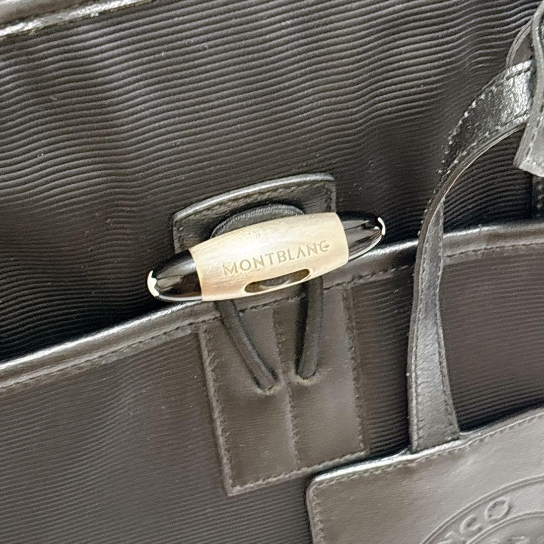 Montblanc Business Bag Briefcase Nylon Leather Black Authentic