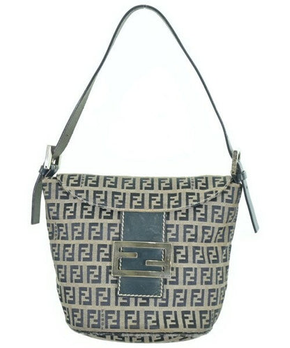 FENDI Hand Shoulder Bag Tote Purse FF Zucchino Gray Navy Authentic