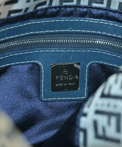 FENDI Hand Shoulder Bag Tote Purse FF Zucchino Gray Navy Authentic