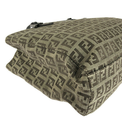 FENDI Hand Bag Tote Purse FF Zucchino Brown Authentic