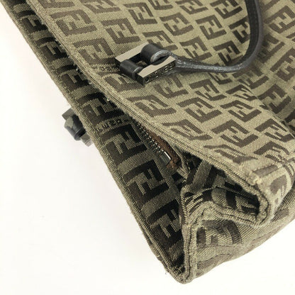 FENDI Hand Bag Tote Purse FF Zucchino Brown Authentic