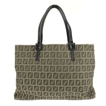 FENDI Hand Bag Tote Purse FF Zucchino Brown Authentic