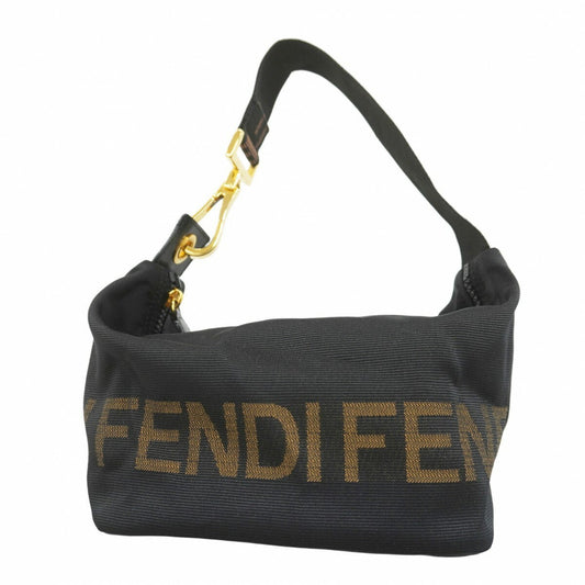 FENDI Hand Bag Tote Purse Logo Nylon Black Authentic