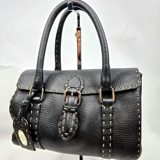 FENDI Hand Bag Tote Purse Selleria Leather Authentic