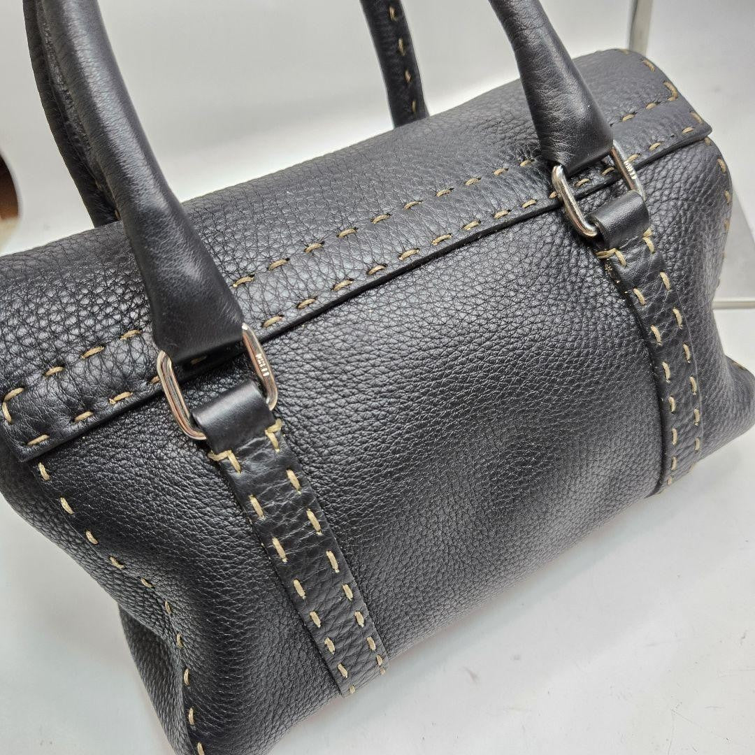 FENDI Hand Bag Tote Purse Selleria Leather Authentic