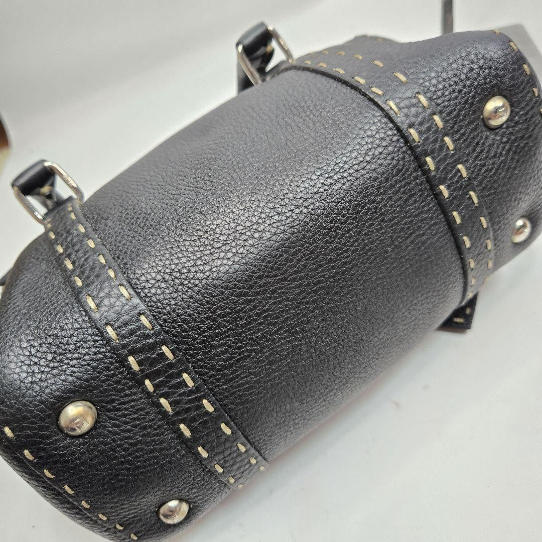 FENDI Hand Bag Tote Purse Selleria Leather Authentic