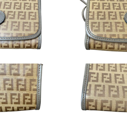 FENDI Shoulder Bag Purse FF Zucca Brown Authentic
