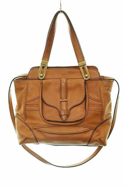 Chloe Hand Shoulder Bag Tote Purse 2way Leather Brown Authentic