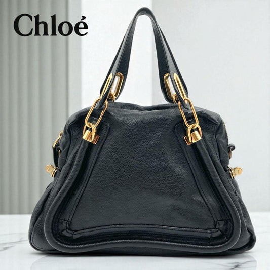 Chloe Shoulder Bag Purse Paraty Leather Black Authentic