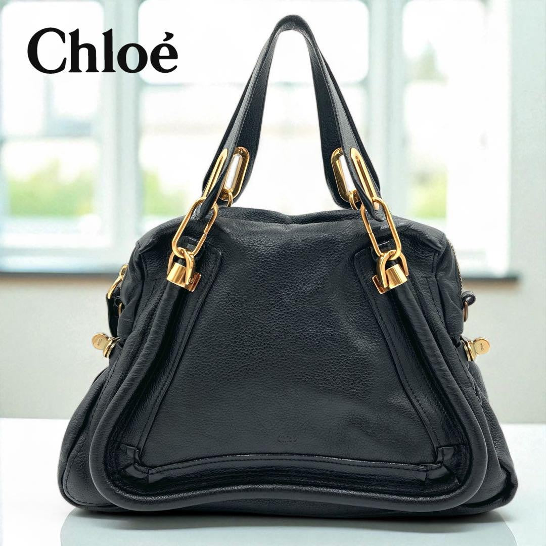 Chloe Shoulder Bag Purse Paraty Leather Black Authentic
