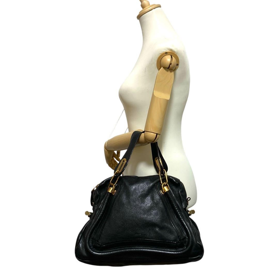 Chloe Shoulder Bag Purse Paraty Leather Black Authentic