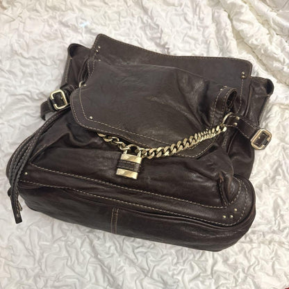 Chloe Shoulder Bag Purse paddington Leather Dark Brown Authentic