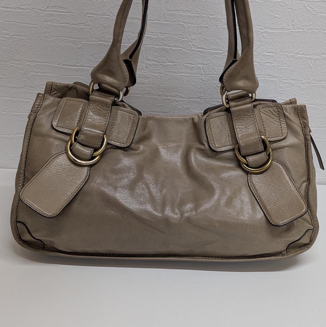 Chloe Hand Bag Tote Purse Leather Khaki Authentic