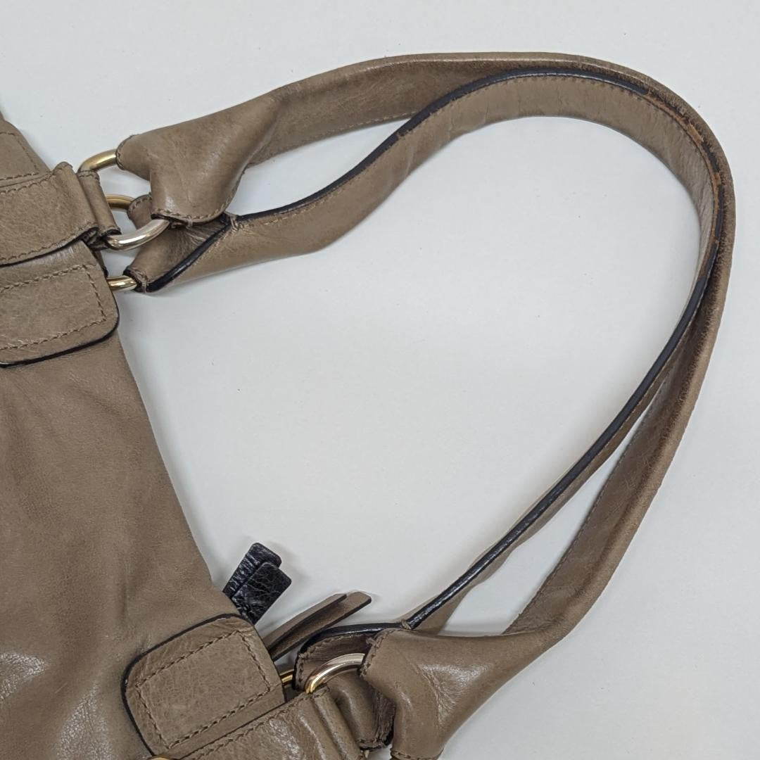 Chloe Hand Bag Tote Purse Leather Khaki Authentic