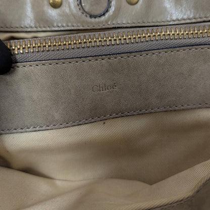 Chloe Hand Bag Tote Purse Leather Khaki Authentic