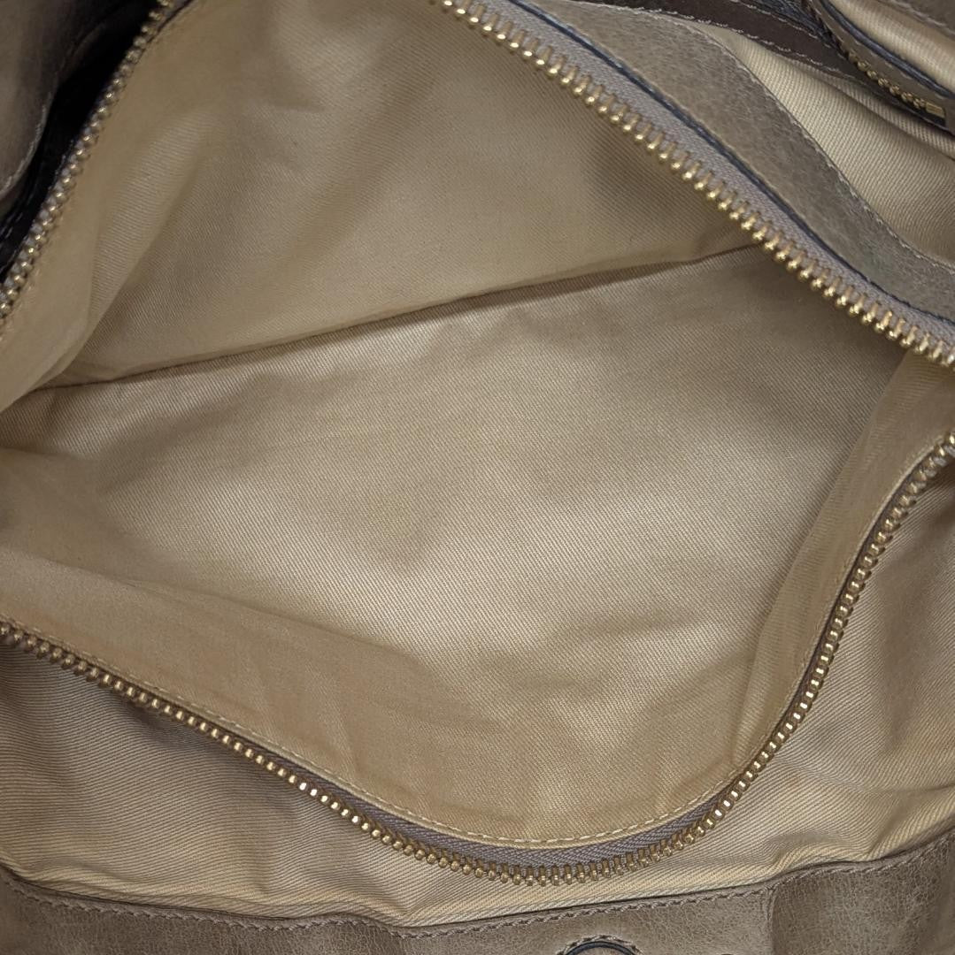 Chloe Hand Bag Tote Purse Leather Khaki Authentic