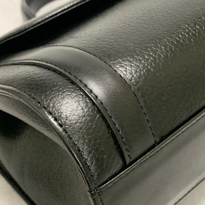 BURBERRY Handbag Horse Logo Nova Check Purse Leather Black Silver Authentic Used