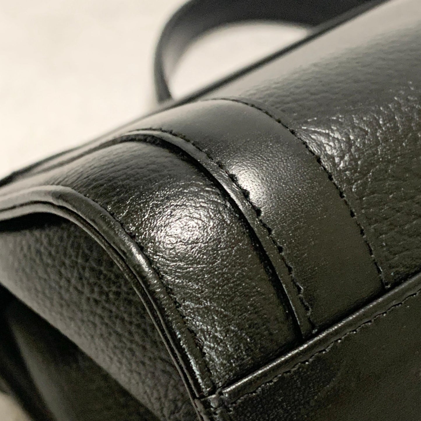 BURBERRY Handbag Horse Logo Nova Check Purse Leather Black Silver Authentic Used