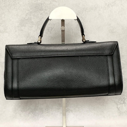 BURBERRY Handbag Horse Logo Nova Check Purse Leather Black Silver Authentic Used