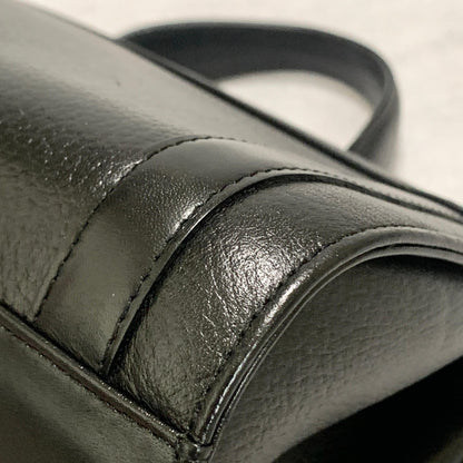BURBERRY Handbag Horse Logo Nova Check Purse Leather Black Silver Authentic Used
