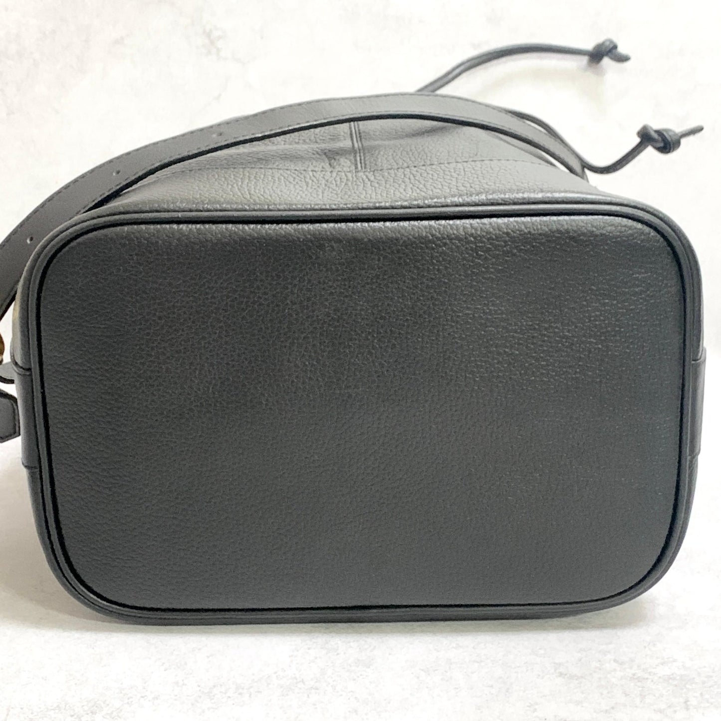 BURBERRY Shoulder Bag Purse Horse Logo Leather Black Gold Unisex Used Authentic