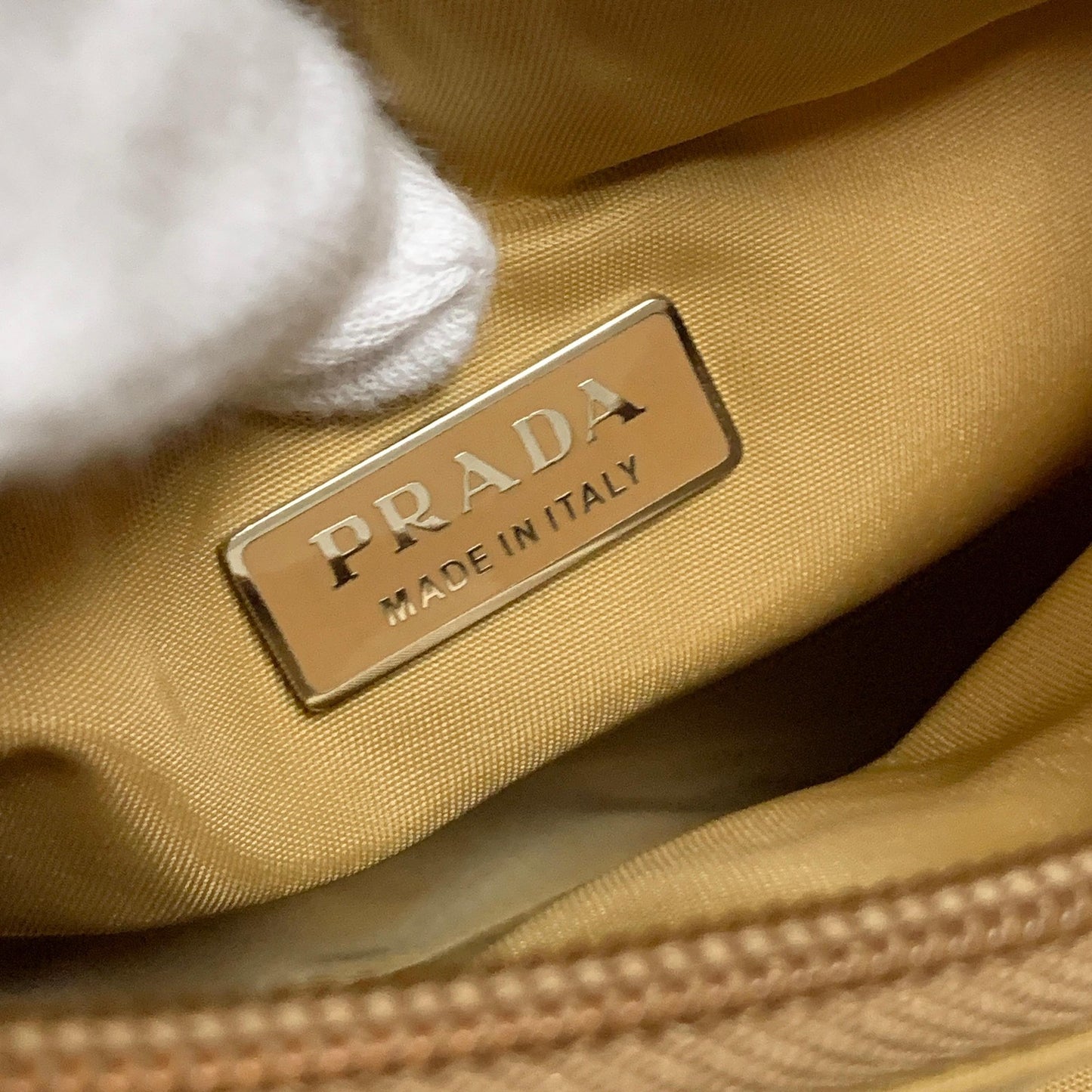 PRADA Accessory Pouch Handbag Logo Tote Bag Purse Nylon Yellow Used Auth Unisex