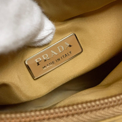 PRADA Accessory Pouch Handbag Logo Tote Bag Purse Nylon Yellow Used Auth Unisex